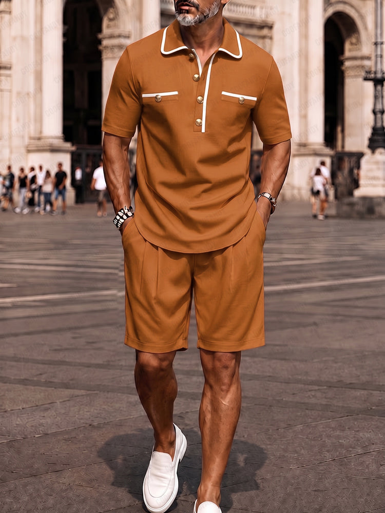 Men's Soft Rayon Blend Polo Shirt and Shorts Set