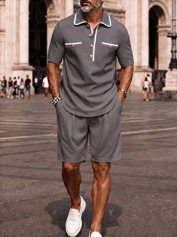 Men's Soft Rayon Blend Polo Shirt and Shorts Set