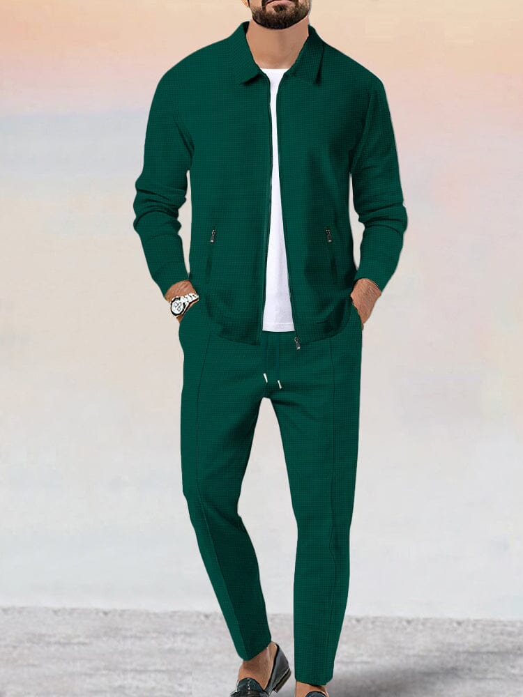 Men's Soft Waffle Jacket and Pants Set