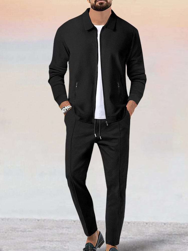 Men's Soft Waffle Jacket and Pants Set