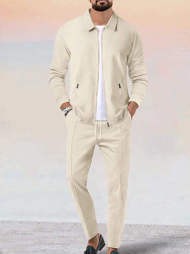 Men's Soft Waffle Jacket and Pants Set