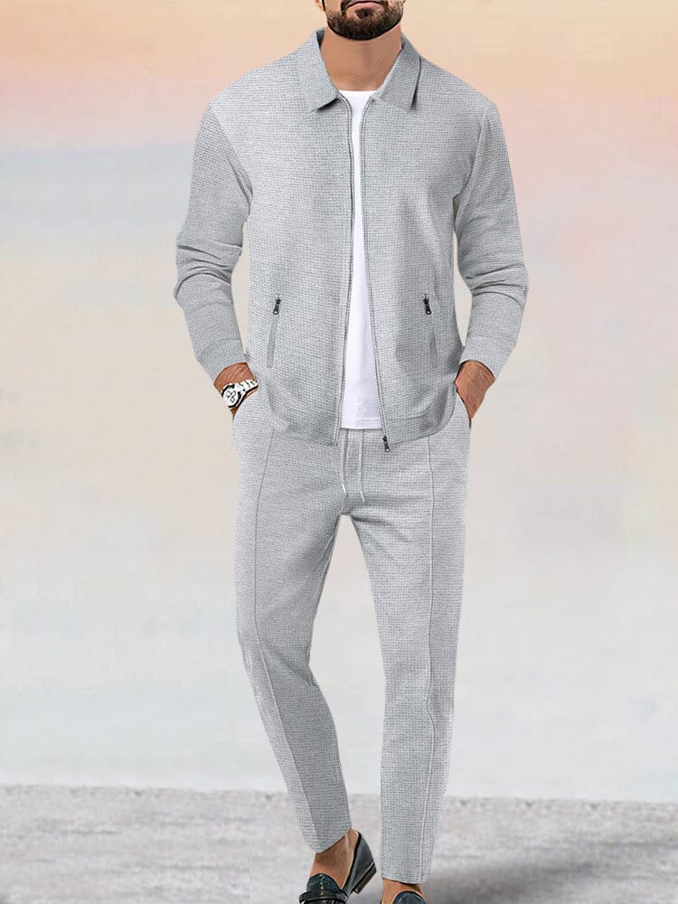 Men's Soft Waffle Jacket and Pants Set