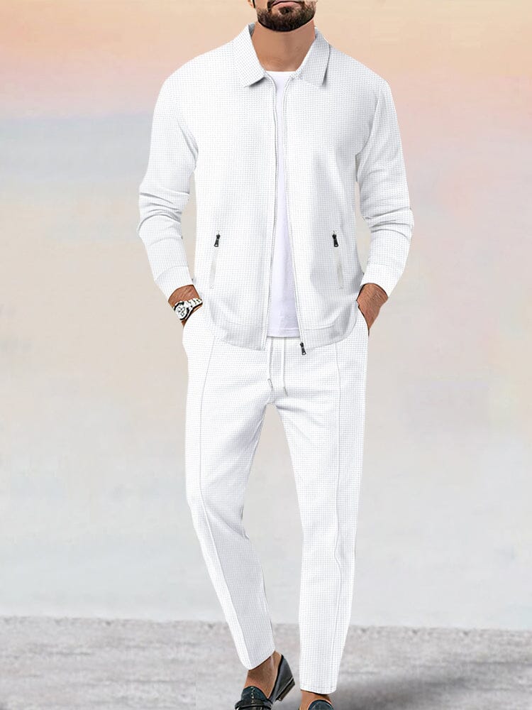 Men's Soft Waffle Jacket and Pants Set