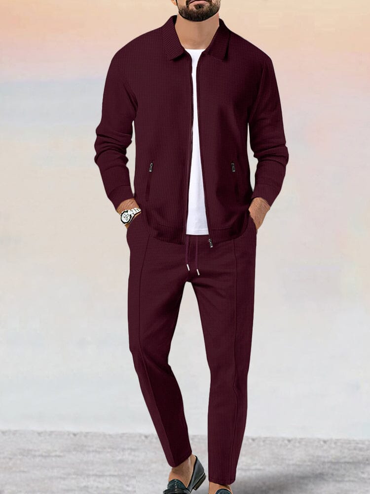 Men's Soft Waffle Jacket and Pants Set