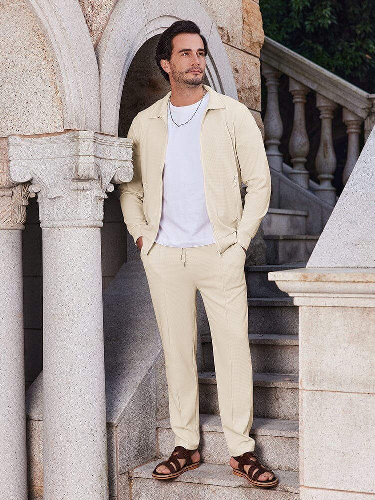 Men's Soft Waffle Jacket and Pants Set