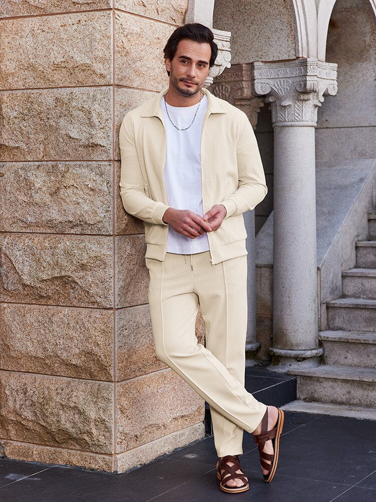 Men's Soft Waffle Jacket and Pants Set