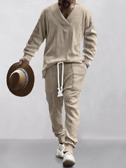 Men's Stretchy Jacquard Athleisure Set