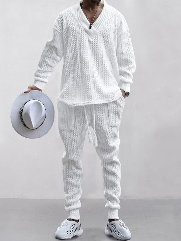 Men's Stretchy Jacquard Athleisure Set