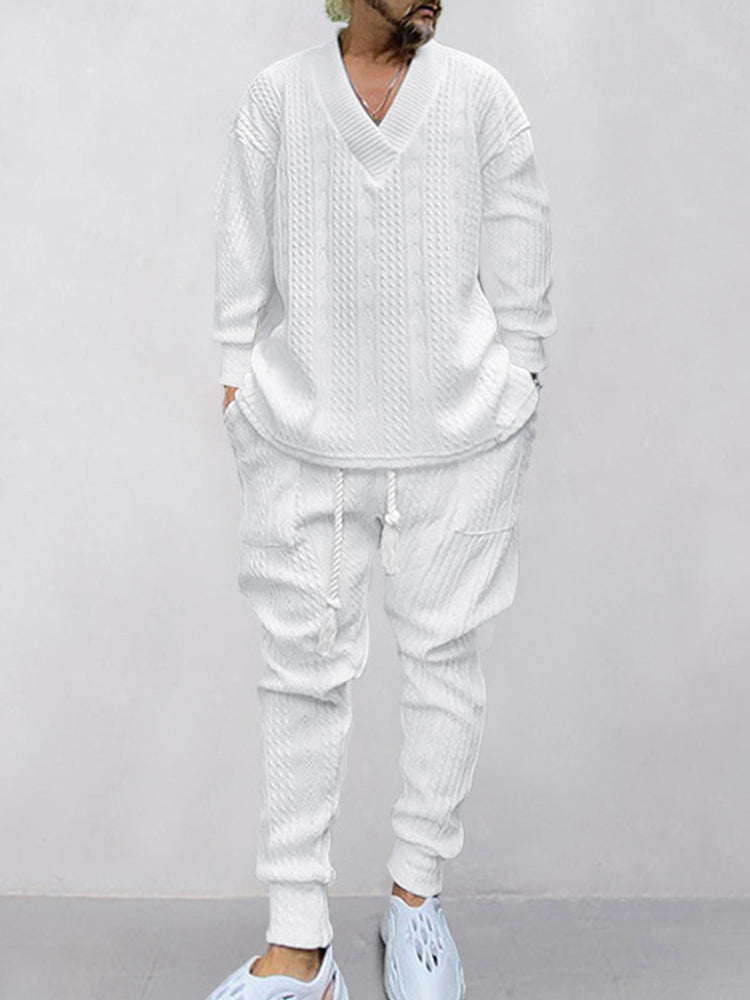 Men's Stretchy Jacquard Athleisure Set