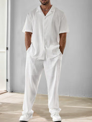 Men's Stripe Textured Shirt and Pants Set