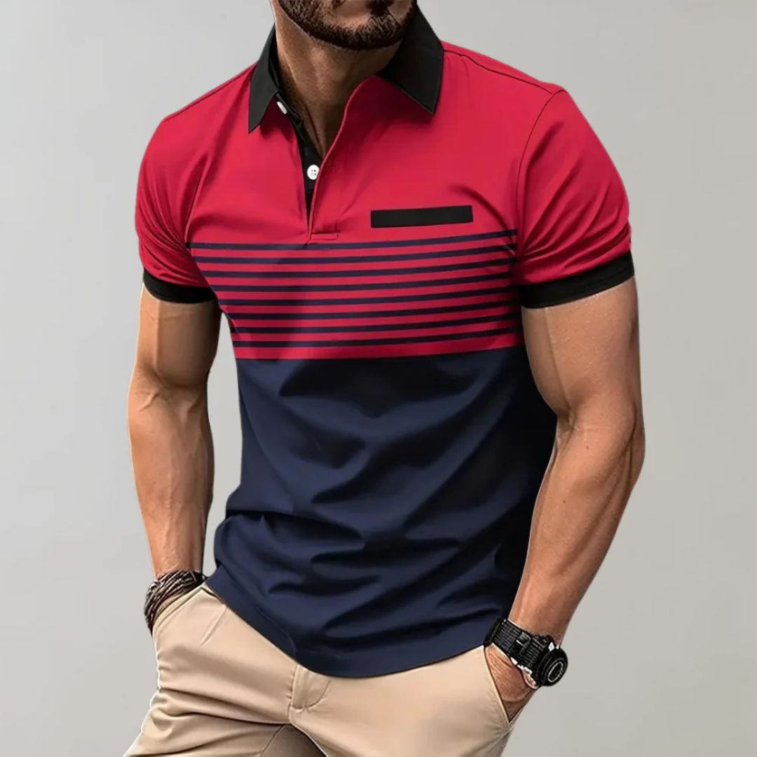 Men's Striped Casual Polo Shirt