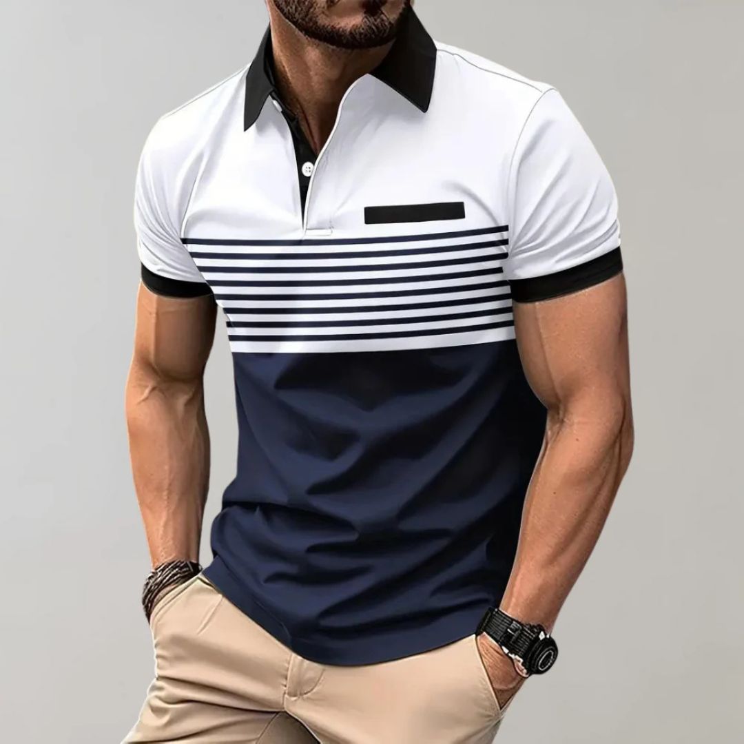 Men's Striped Casual Polo Shirt