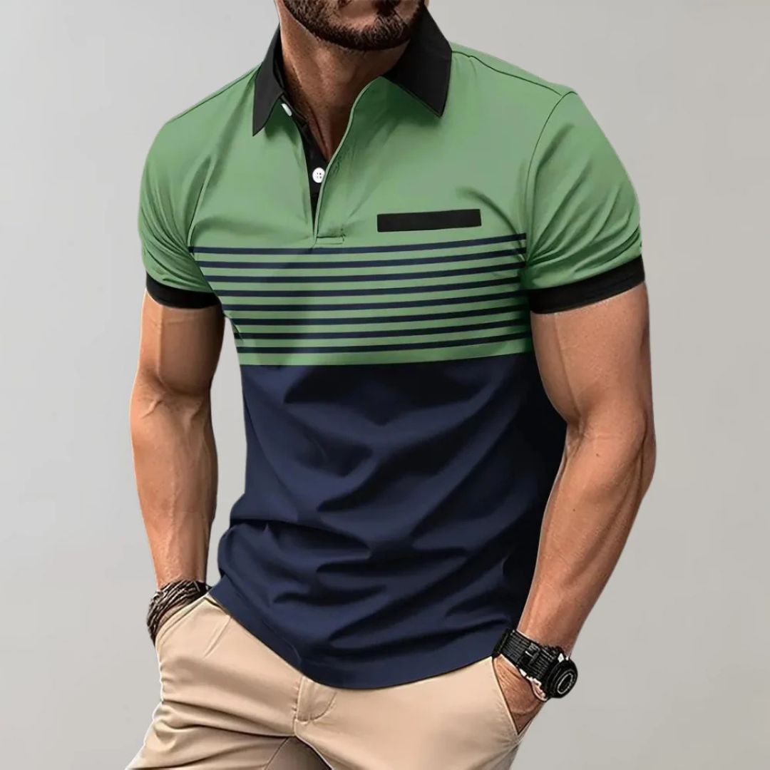 Men's Striped Casual Polo Shirt