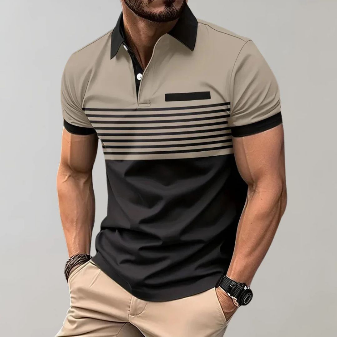 Men's Striped Casual Polo Shirt