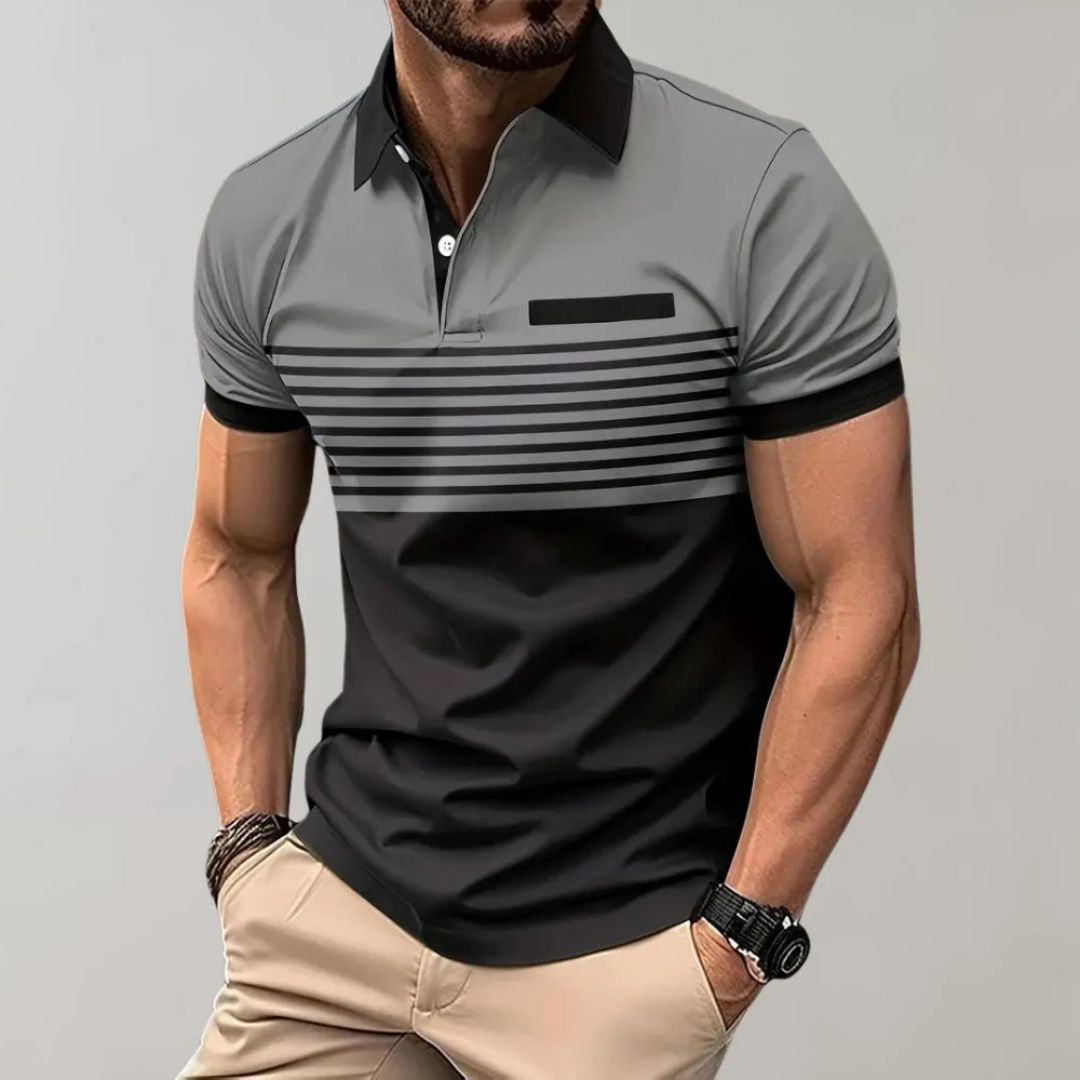 Men's Striped Casual Polo Shirt