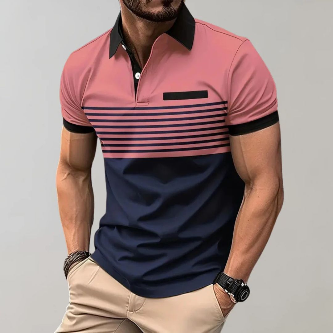 Men's Striped Casual Polo Shirt
