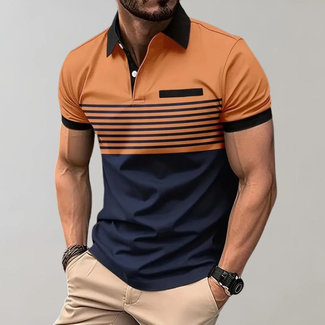 Men's Striped Casual Polo Shirt