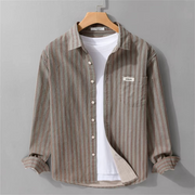 Men's Striped Cotton Button-Down Shirt
