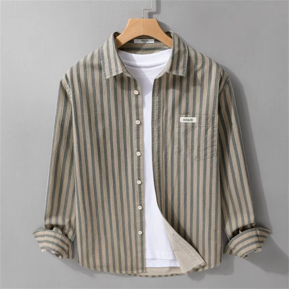 Men's Striped Cotton Button-Down Shirt