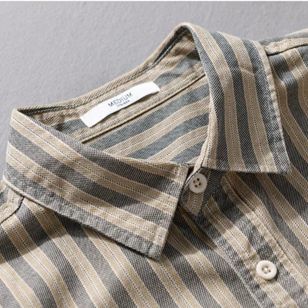 Men's Striped Cotton Button-Down Shirt