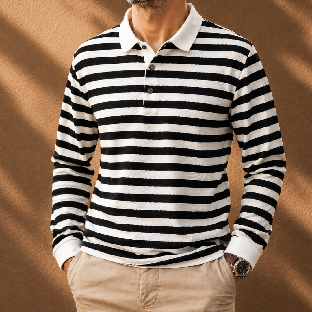 Men's Striped Pique Polo Shirt