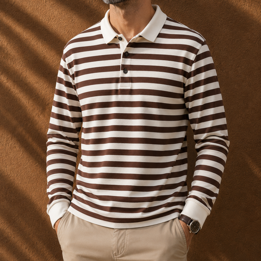 Men's Striped Pique Polo Shirt