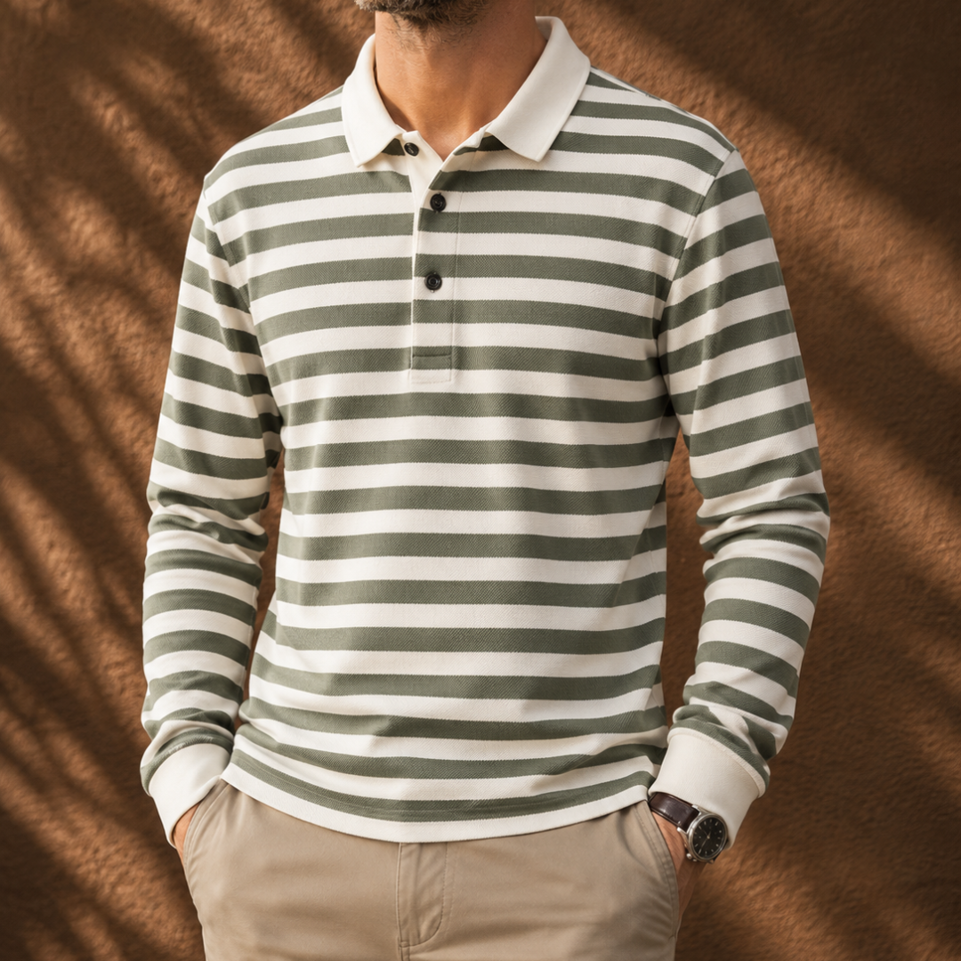 Men's Striped Pique Polo Shirt