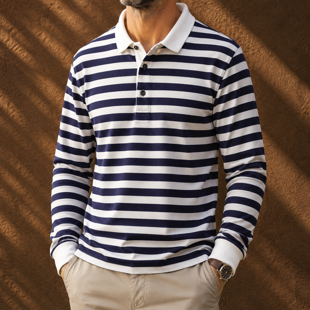 Men's Striped Pique Polo Shirt