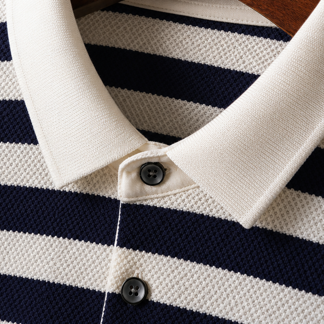 Men's Striped Pique Polo Shirt