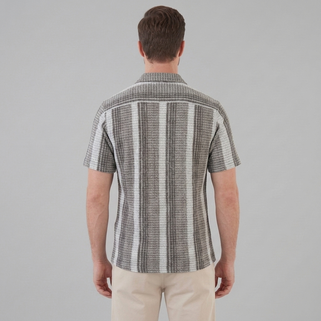 Men's Striped Short Sleeve Button-Down Shirt
