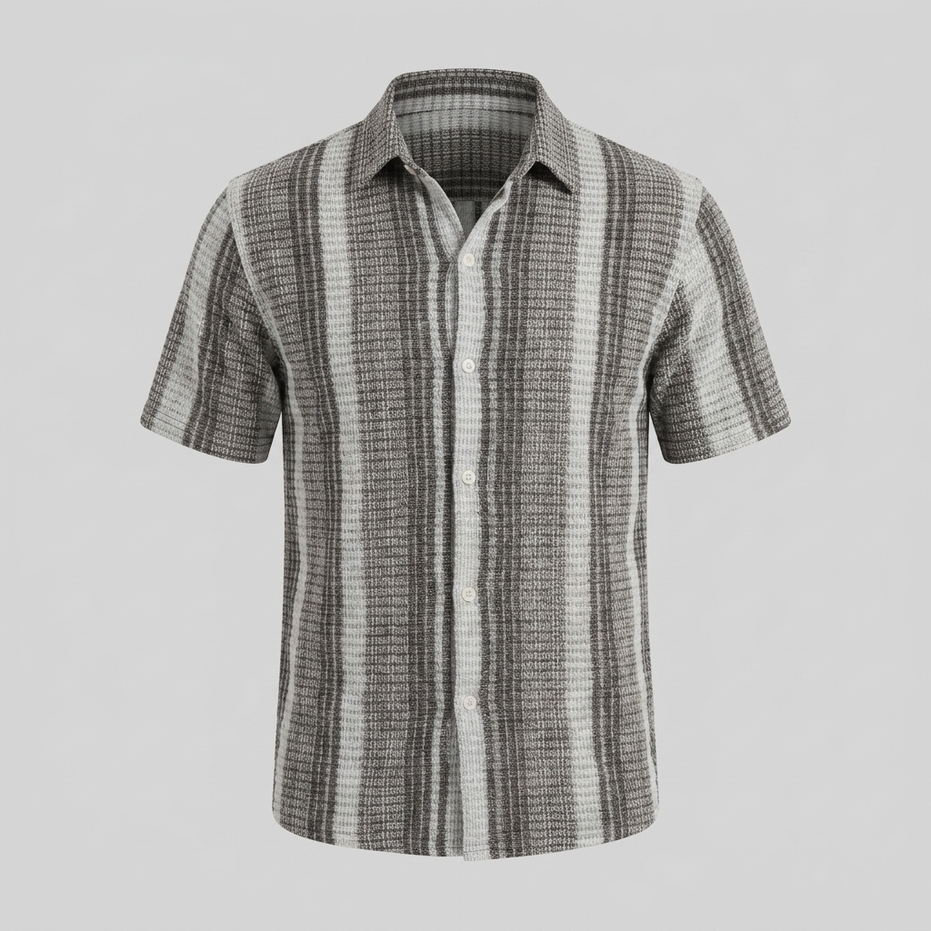 Men's Striped Short Sleeve Button-Down Shirt