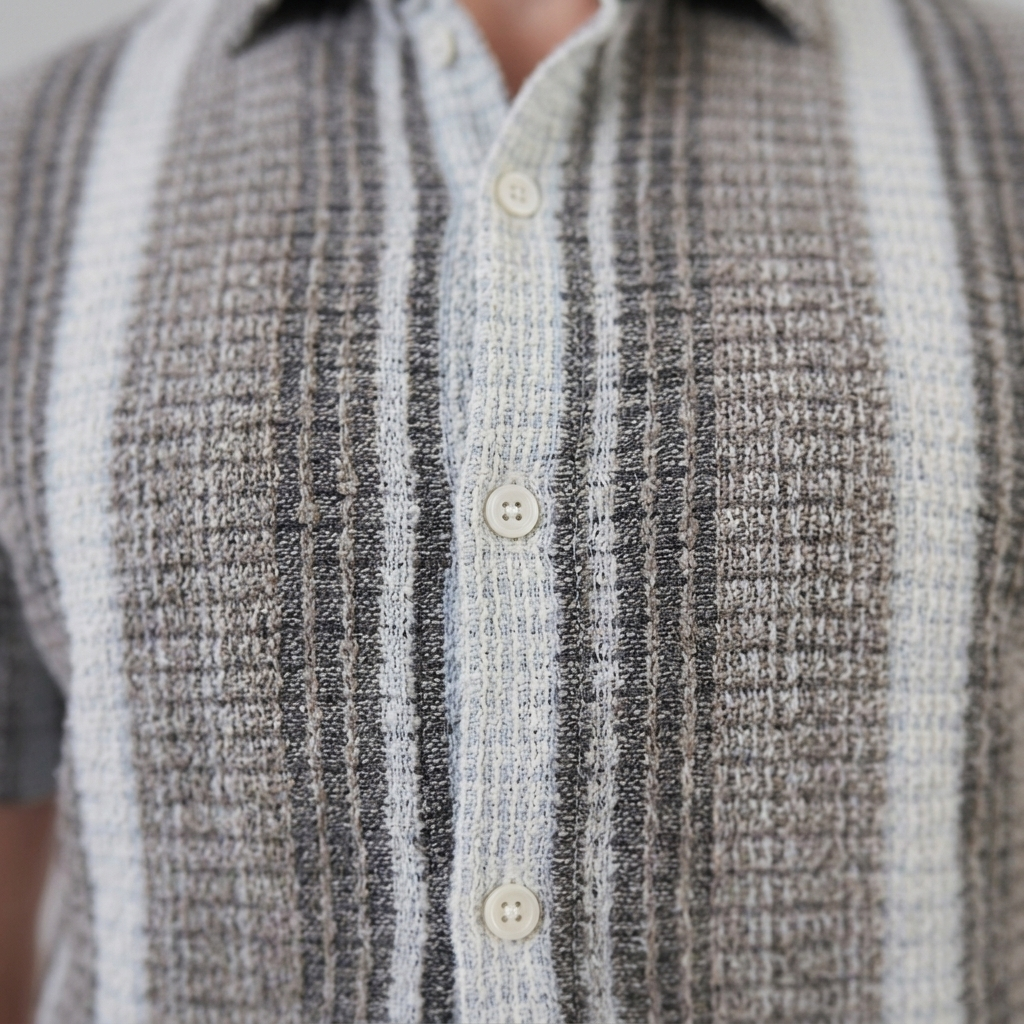 Men's Striped Short Sleeve Button-Down Shirt