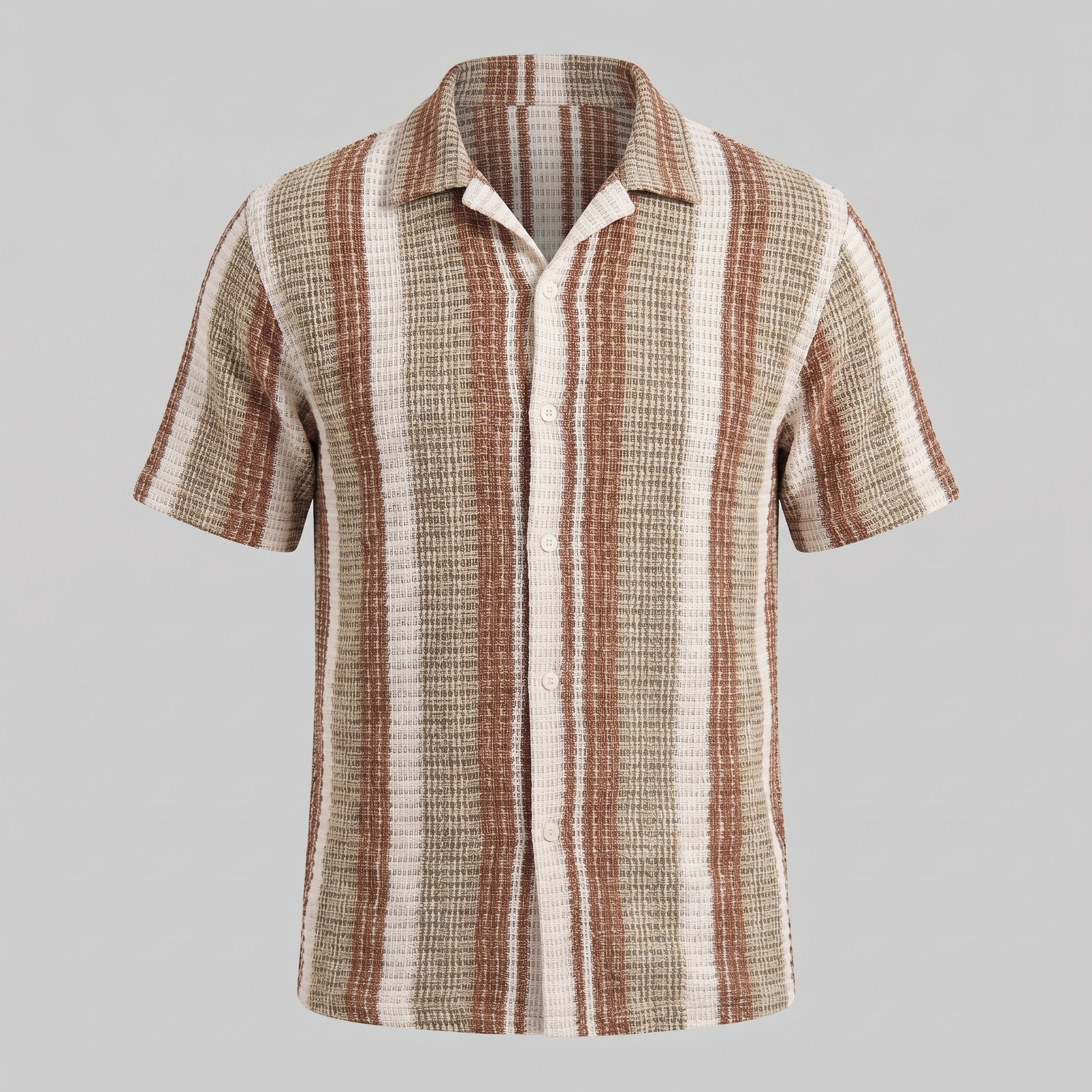 Men's Striped Short Sleeve Button-Down Shirt