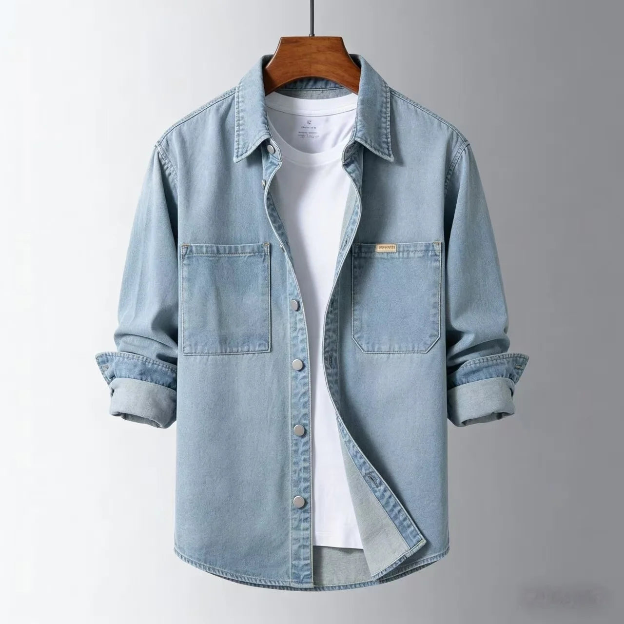 Men's Structured Cotton-Blend Denim Overshirt
