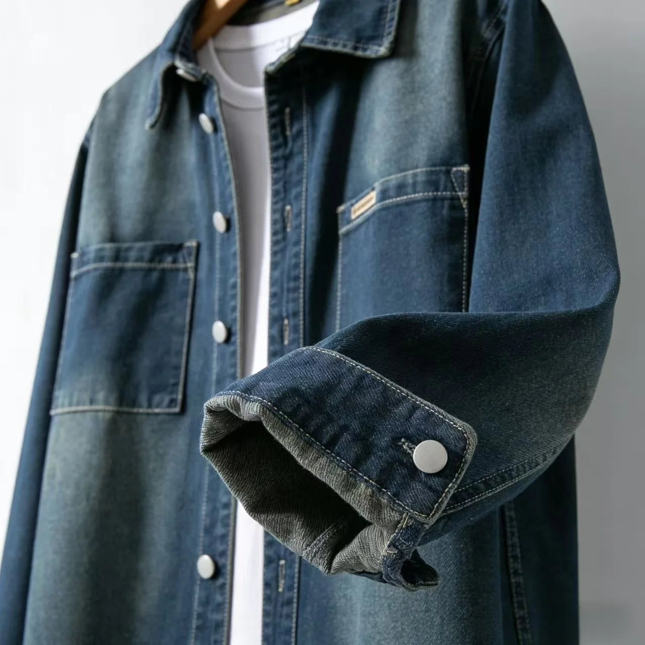 Men's Structured Cotton-Blend Denim Overshirt