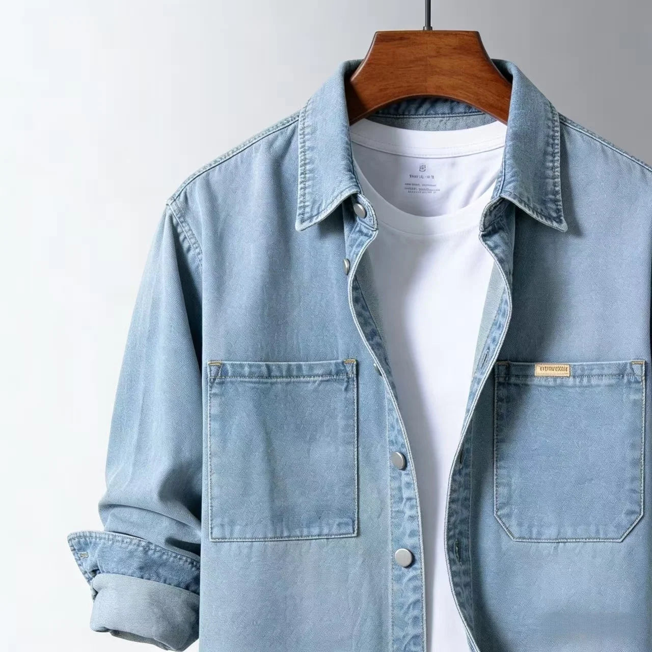 Men's Structured Cotton-Blend Denim Overshirt