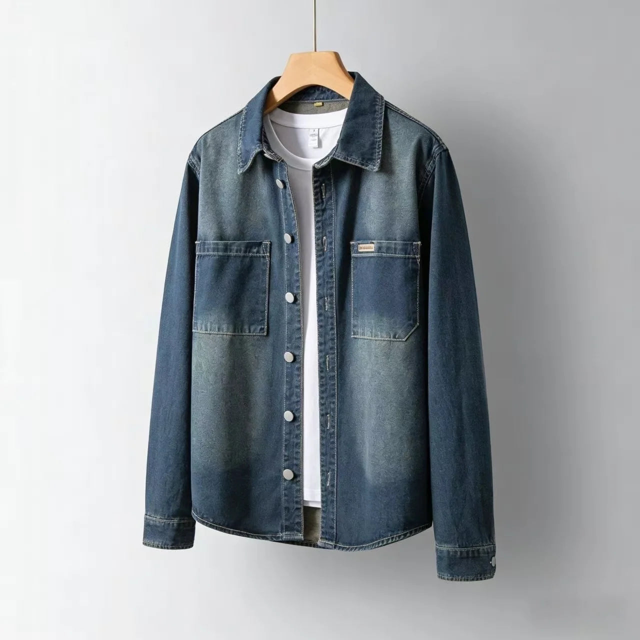 Men's Structured Cotton-Blend Denim Overshirt