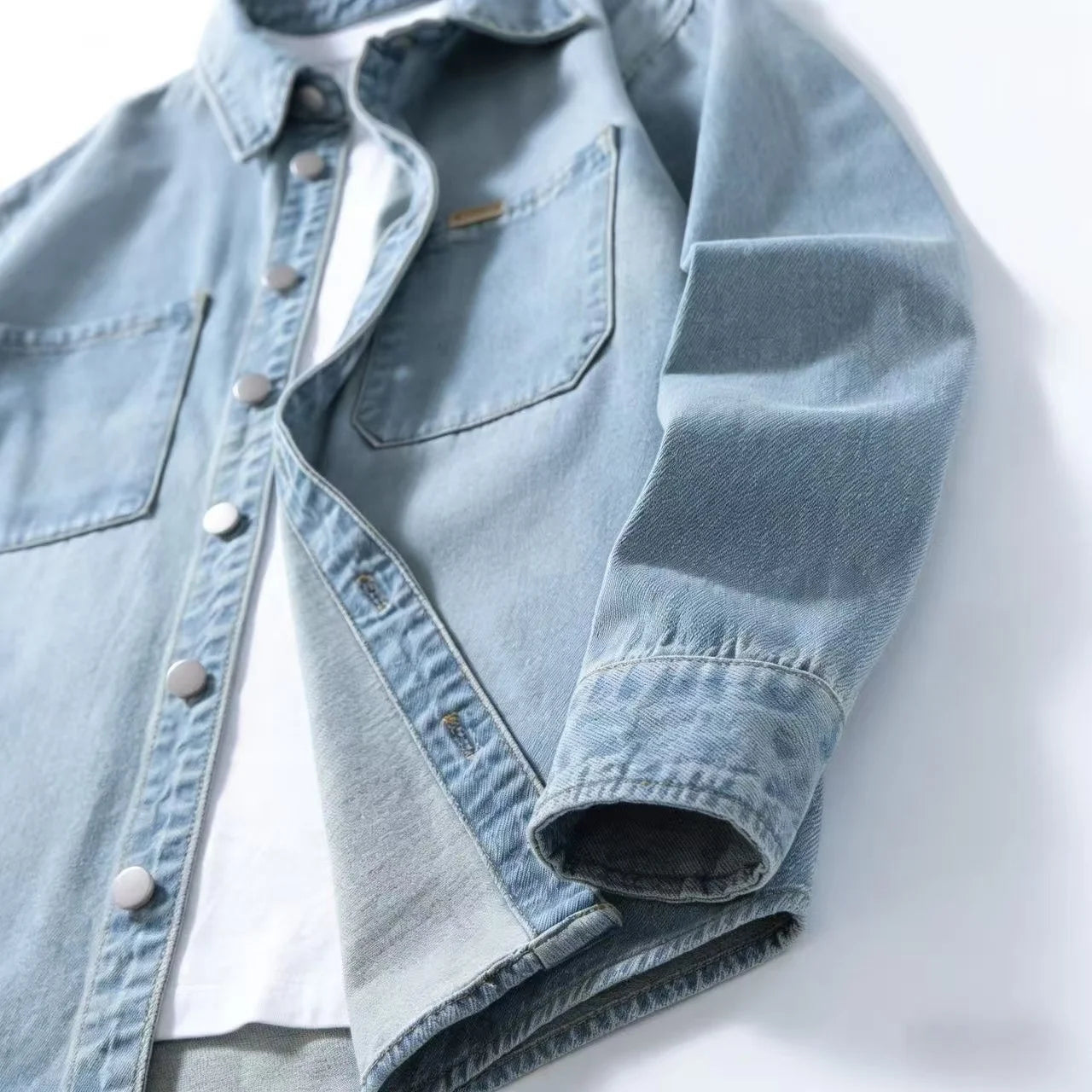 Men's Structured Cotton-Blend Denim Overshirt