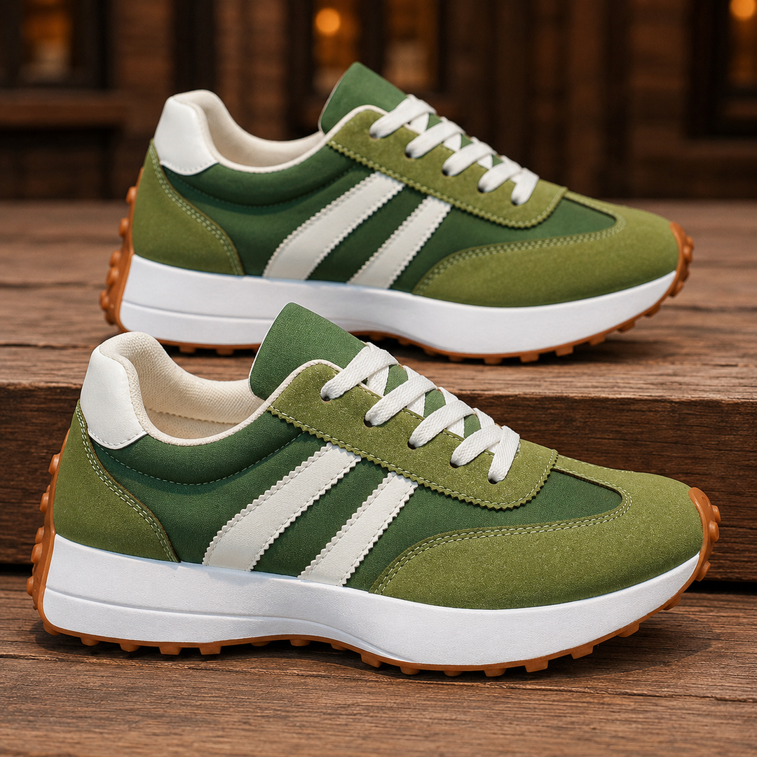 Men's Suede-Look Double Stripe Casual Sneakers