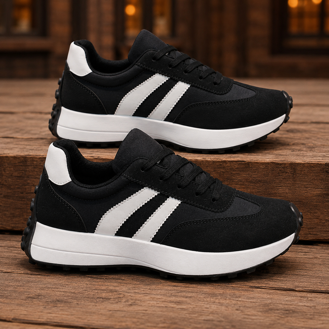 Men's Suede-Look Double Stripe Casual Sneakers