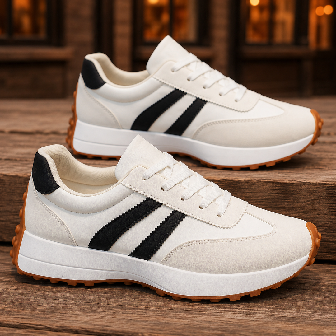 Men's Suede-Look Double Stripe Casual Sneakers