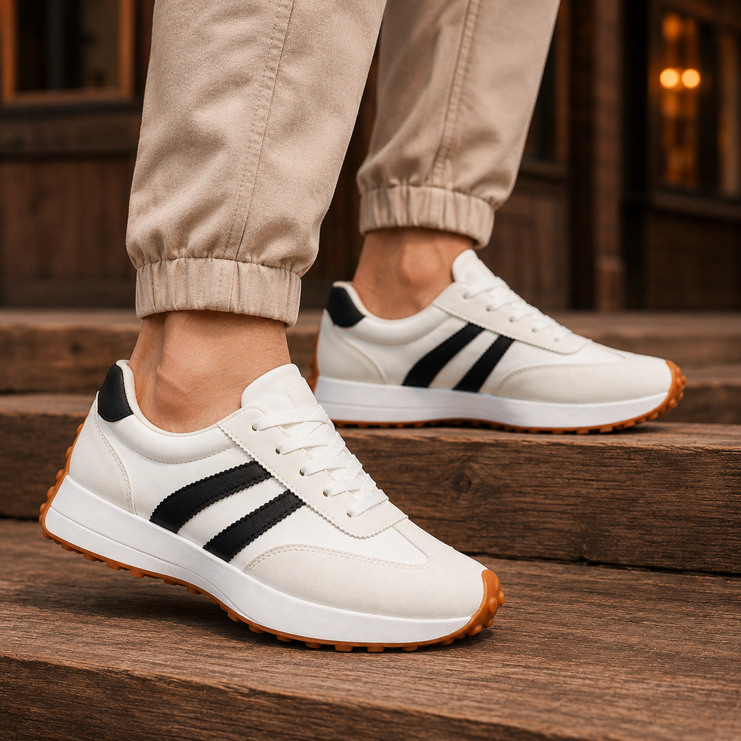 Men's Suede-Look Double Stripe Casual Sneakers