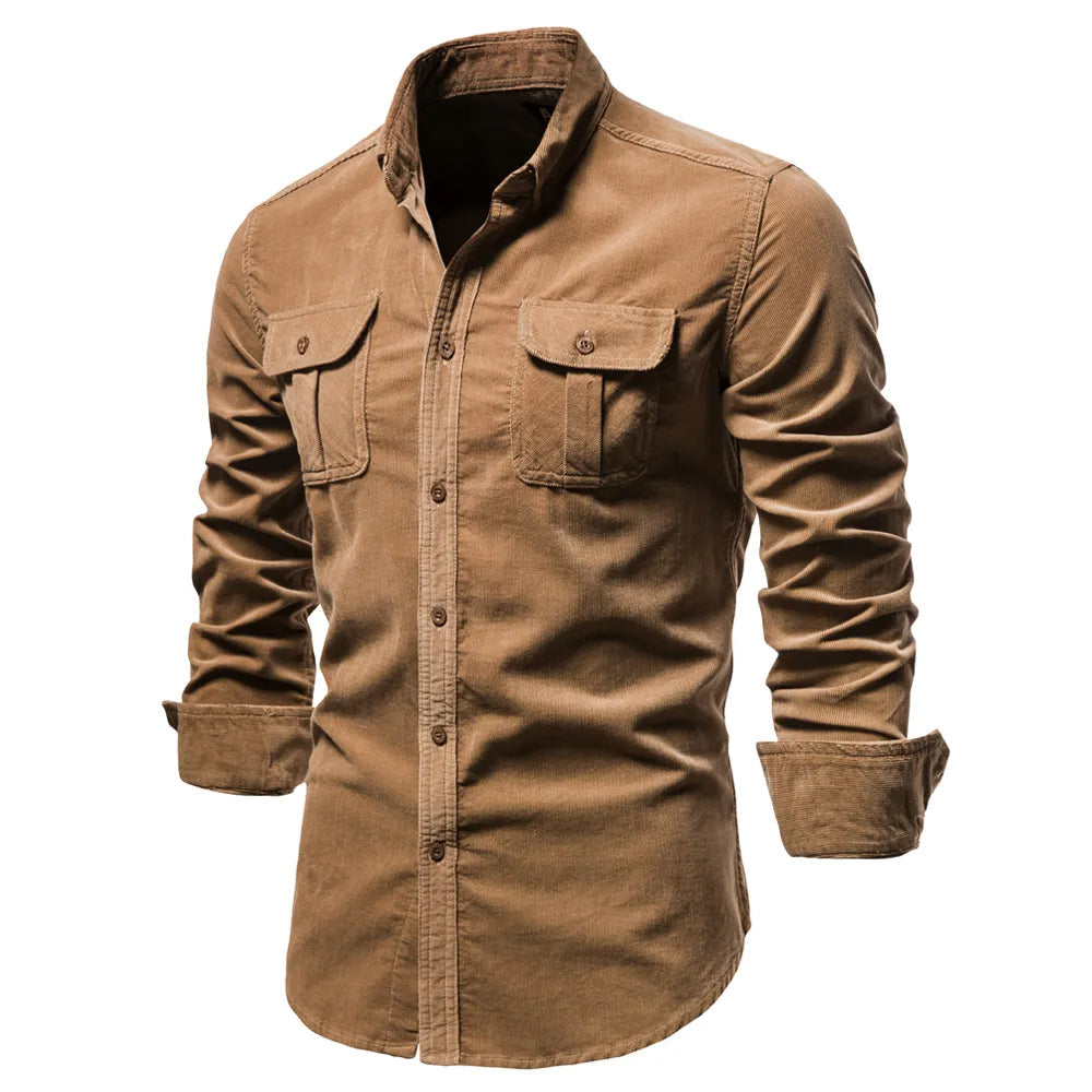Men's Textured Corduroy Button-Down Shirt