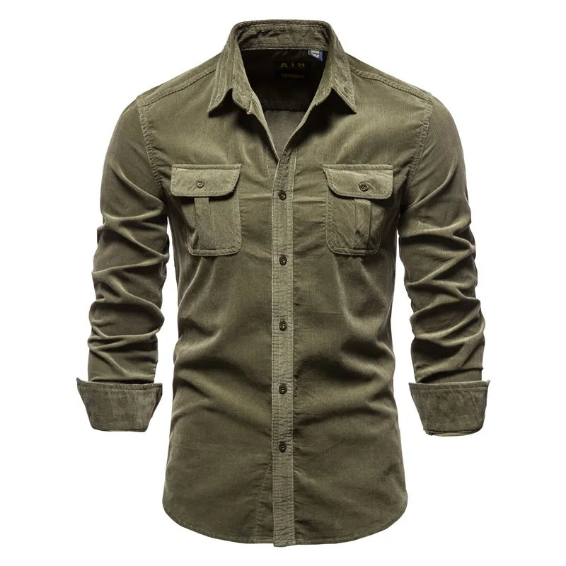 Men's Textured Corduroy Button-Down Shirt
