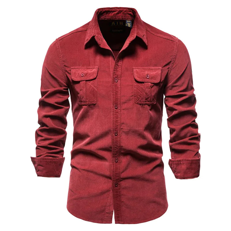 Men's Textured Corduroy Button-Down Shirt