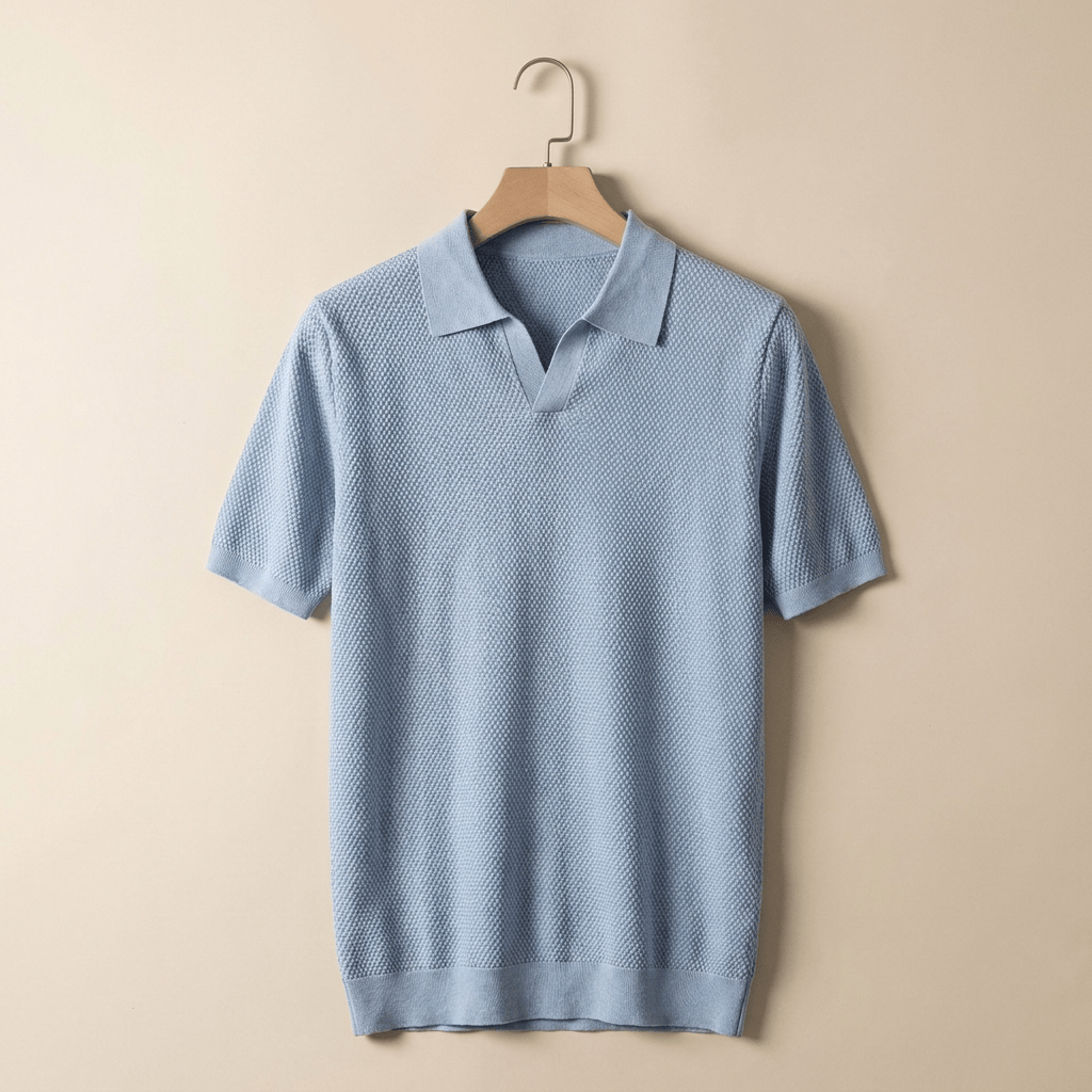 Men's Textured Cotton-Blend Polo Shirt