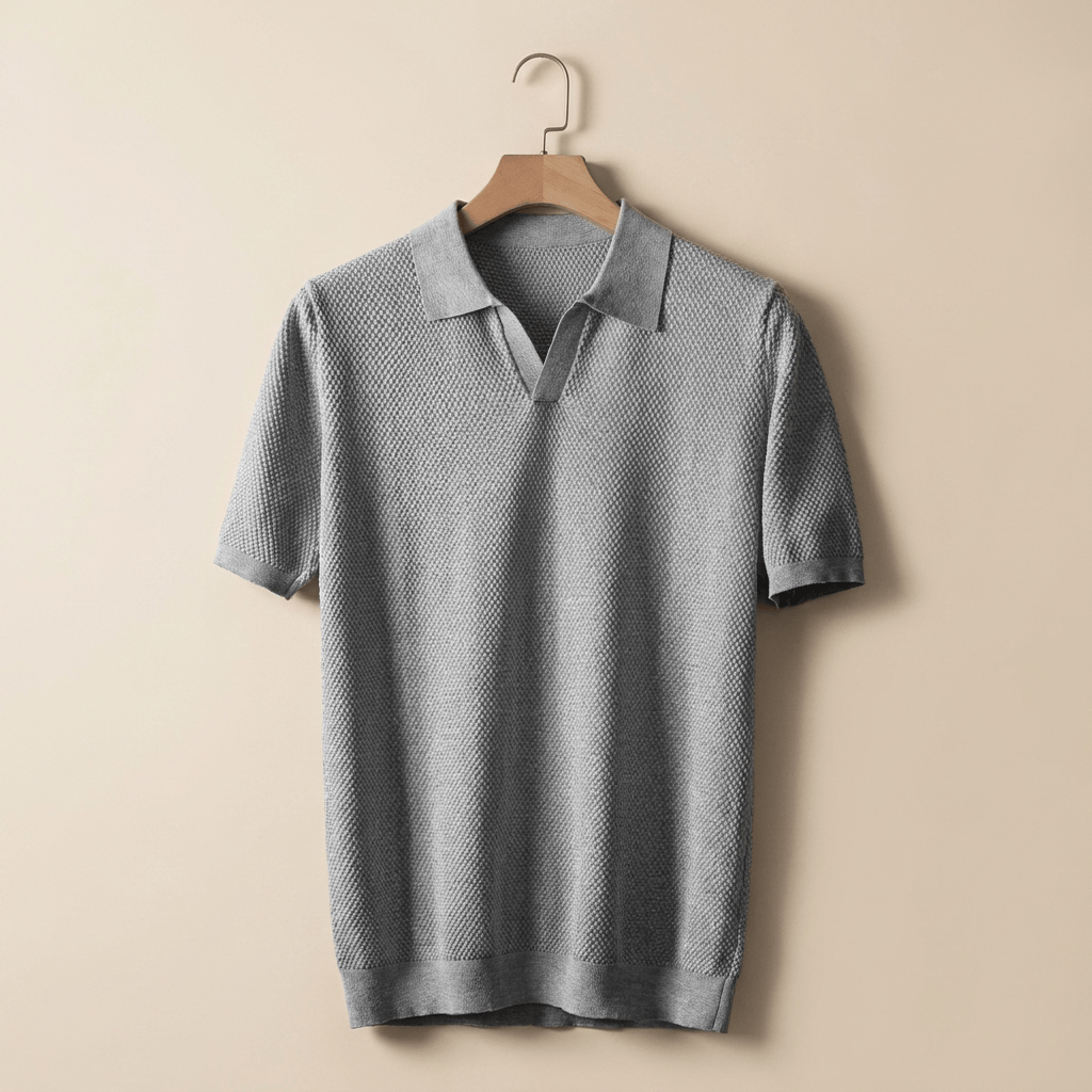 Men's Textured Cotton-Blend Polo Shirt