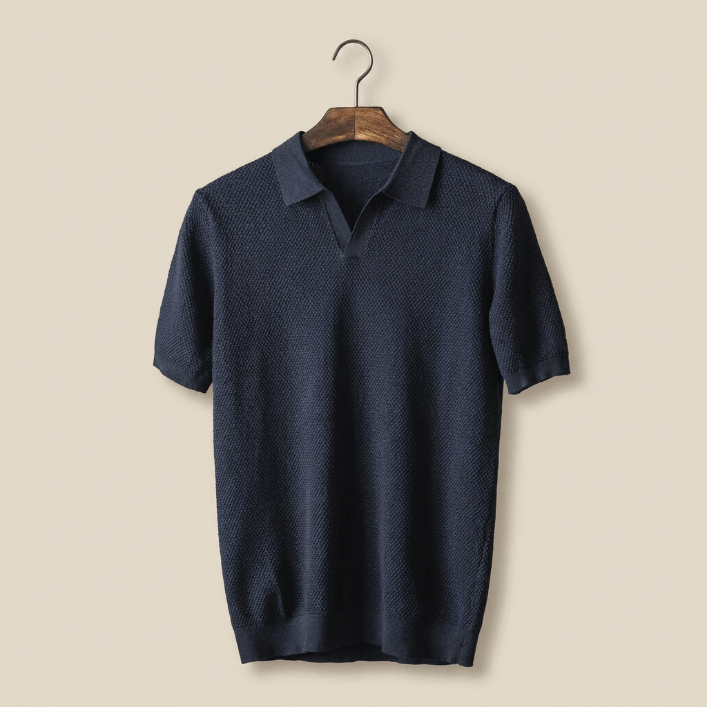 Men's Textured Cotton-Blend Polo Shirt