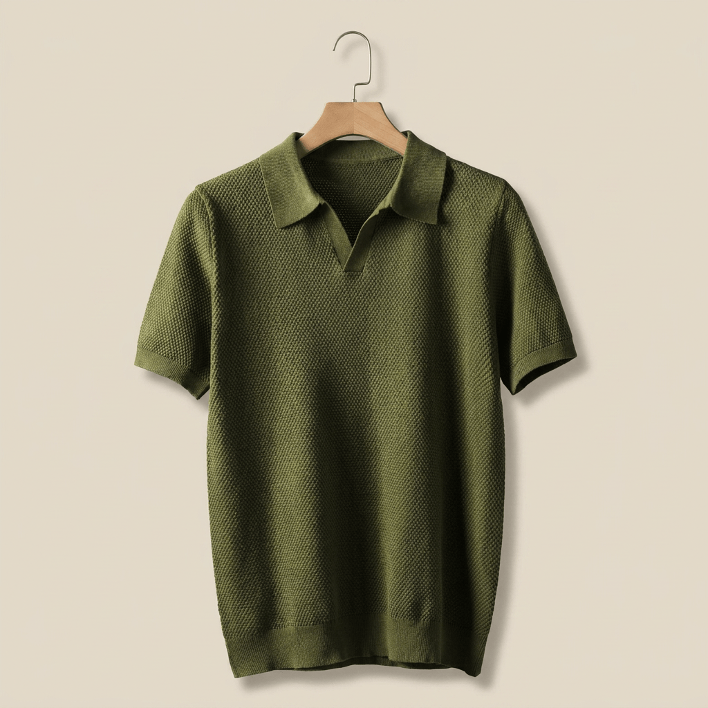 Men's Textured Cotton-Blend Polo Shirt