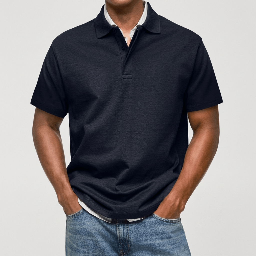 Men's Textured Cotton Blend Polo Shirt